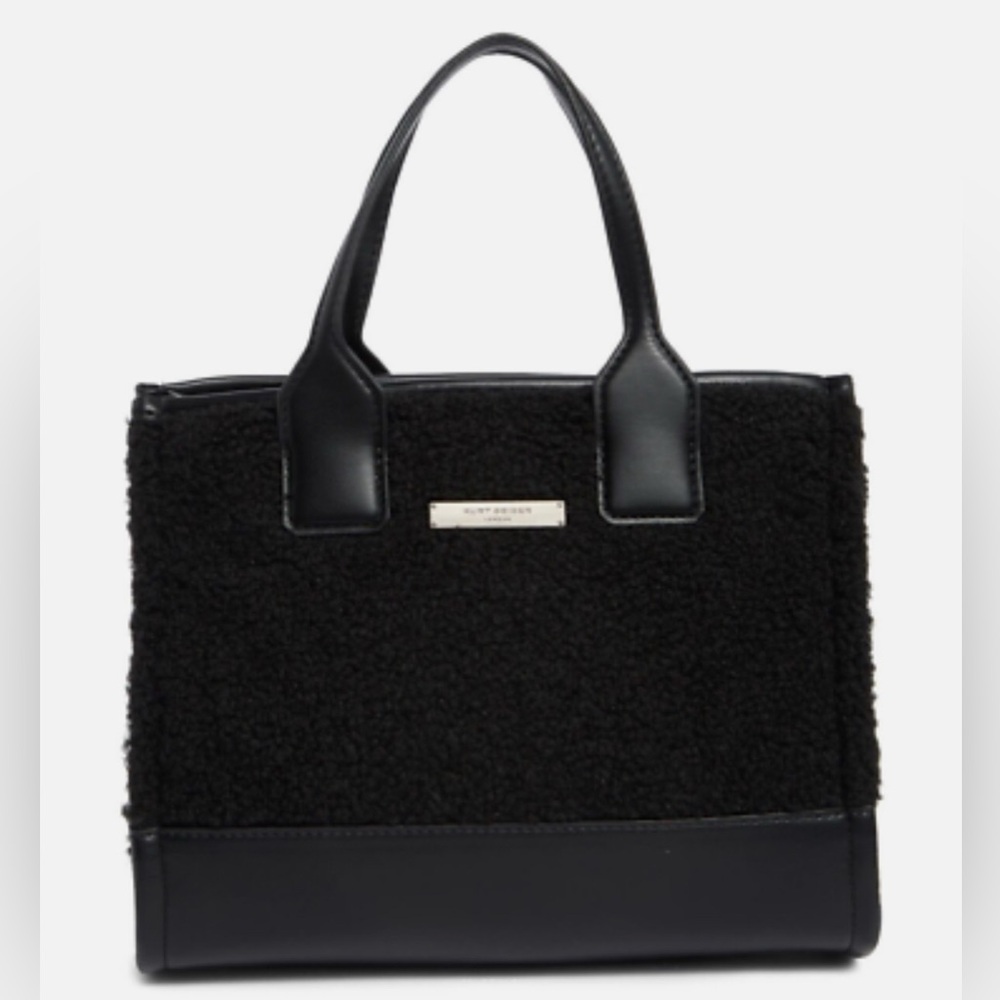 Kurt Geiger XS Faux Shearling Surrey Tote Bag - Black - NWT